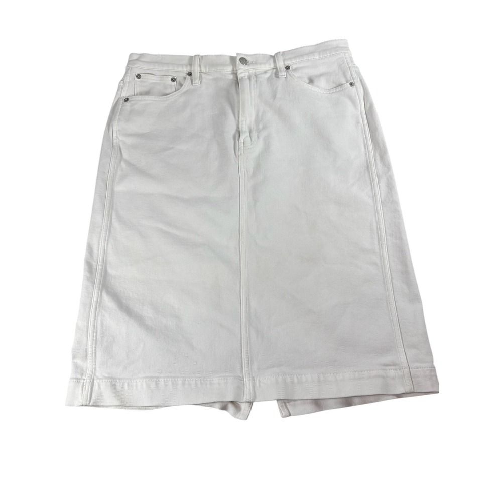 J. Crew‎ White Denim Skirt 14 Cotton Blend Stretch Preppy Nautical Summer